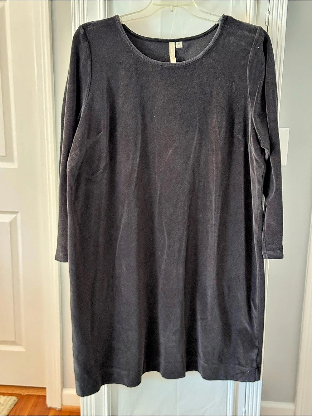 J Jill Pure Jill Women's Black Velour Long Sleeve Midi Dress Size 2X